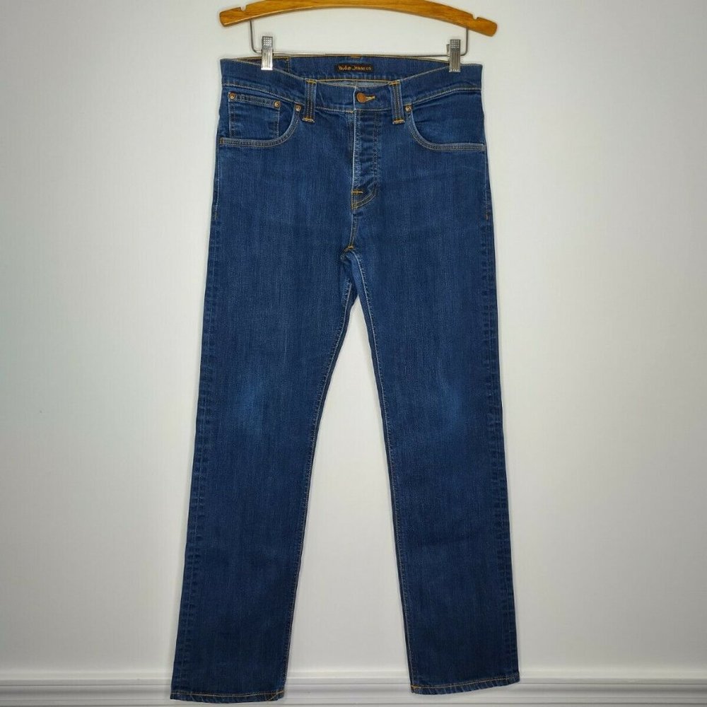 Nudie Jeans Men's Size 34X34 (32X31) Straight Leg Button Fly Blue